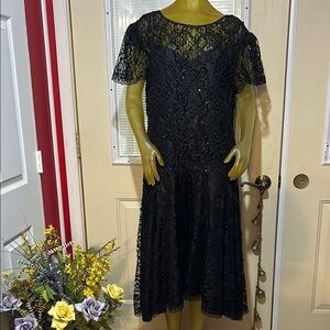NWOT After Dark Black Flutter Sleeve Midi Gown